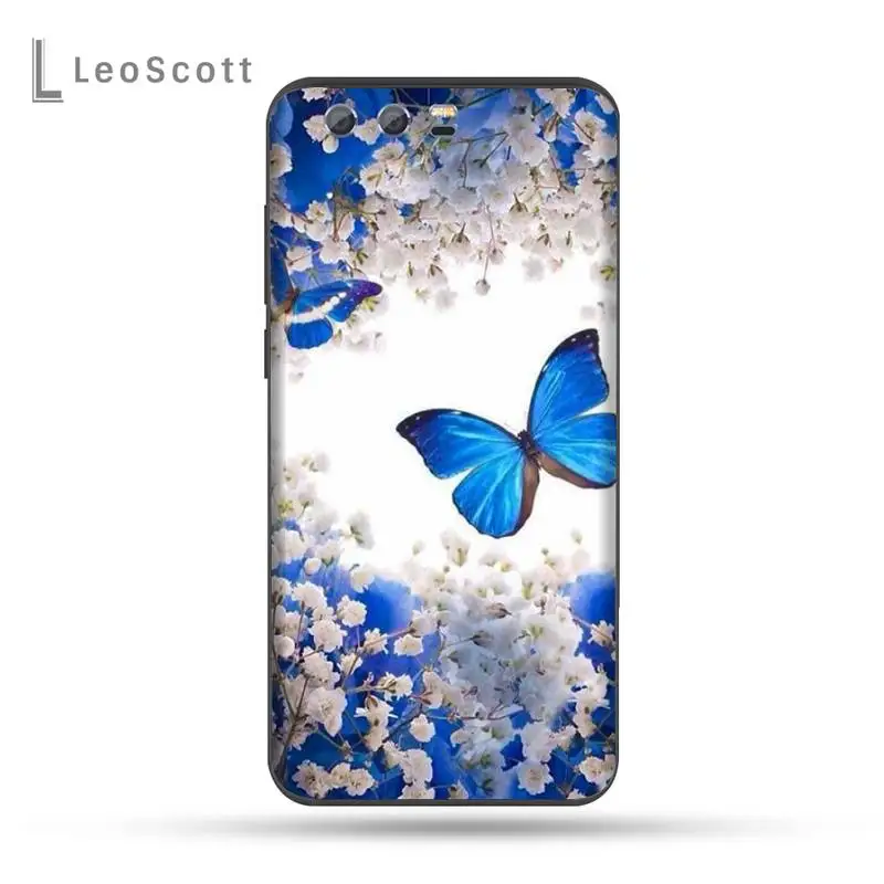 

Bling blue butterfly Phone Case For Huawei Honor view 7a5.45inch 7c5.7inch 8x 8a 8c 9 9x 10 20 10i 20i lite pro
