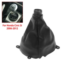 car shift gear stick manual handbrake gaiter shift boot black leather boot for for honda civic si 2006 2012 car styling
