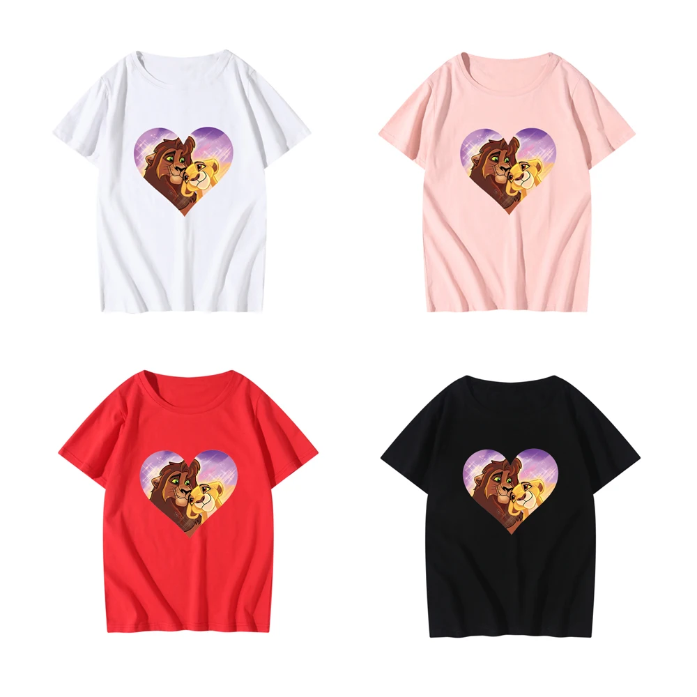 

Disney Fashion Summer Tshirt Cartoons Love Print Streetwear Cotton Family Matching T-Shirt Kids Casual Parents Clothes Tops