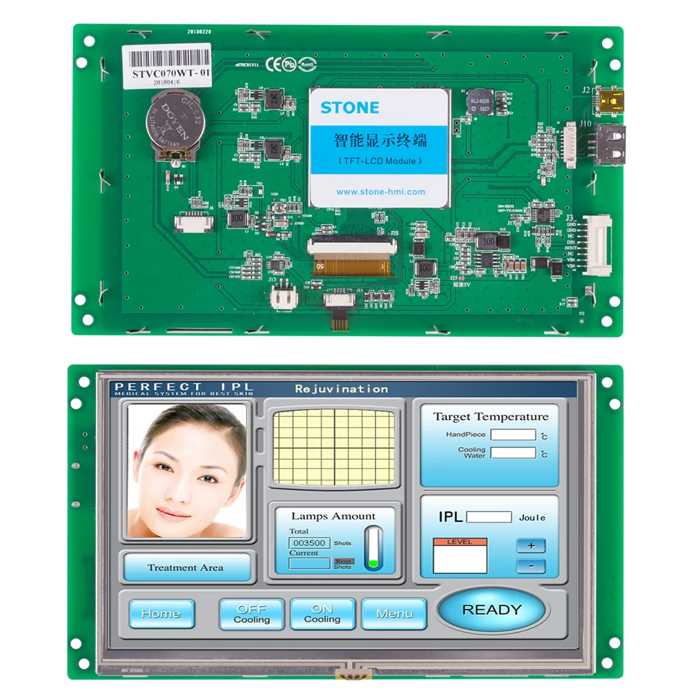 7 Inch Human Machine Interface Smart TFT LCD Display Module with Controller + Program + Touch Screen + UART Serial Interface