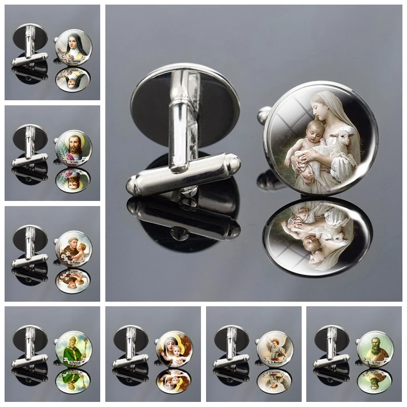 Дева Мария и Иисус мужские свадебные запонки для костюма жениха христианские