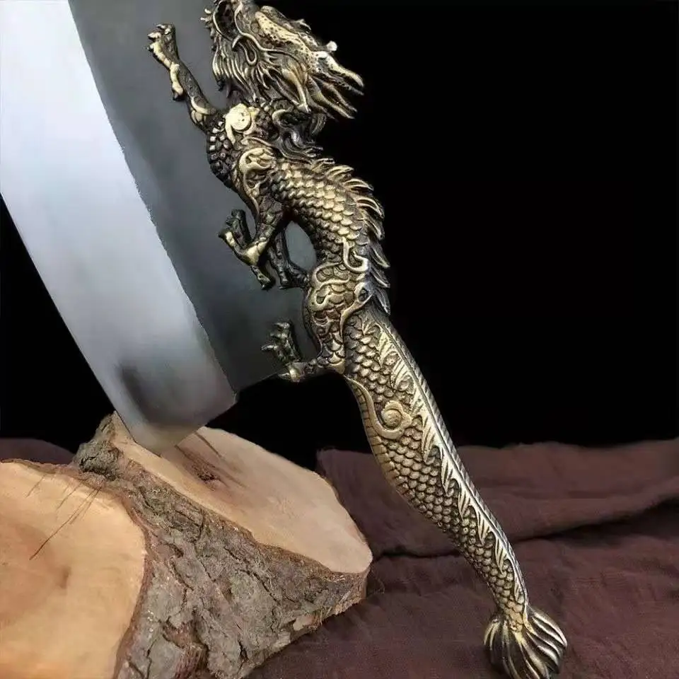 

Strange New 2021 Brand Chef Knife Stainless Steel Dragon Relief Handle Unique Personality Exaggerated Household Kitchen Knifees