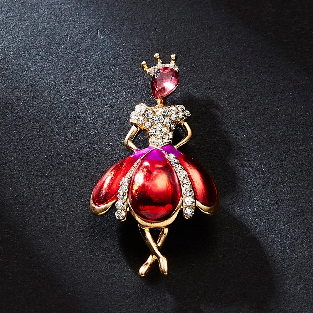 Мода Rhinestone танцы мальчик и девочка чертежное масло фигурка персонажа брошка заколка для женщин Девушка эмаль платье маленькое платье аксессуары