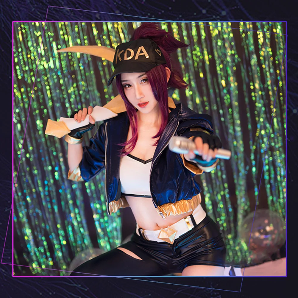 VEVEFHUANG Kосплей игры Лига Легенд K/DA Akali косплей костюм зимний равномерный световой