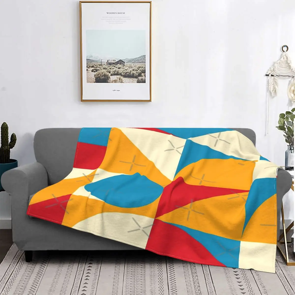 

Manta abstracta de Color amarillo y azul, a cuadros para cama colcha, fundas de invierno