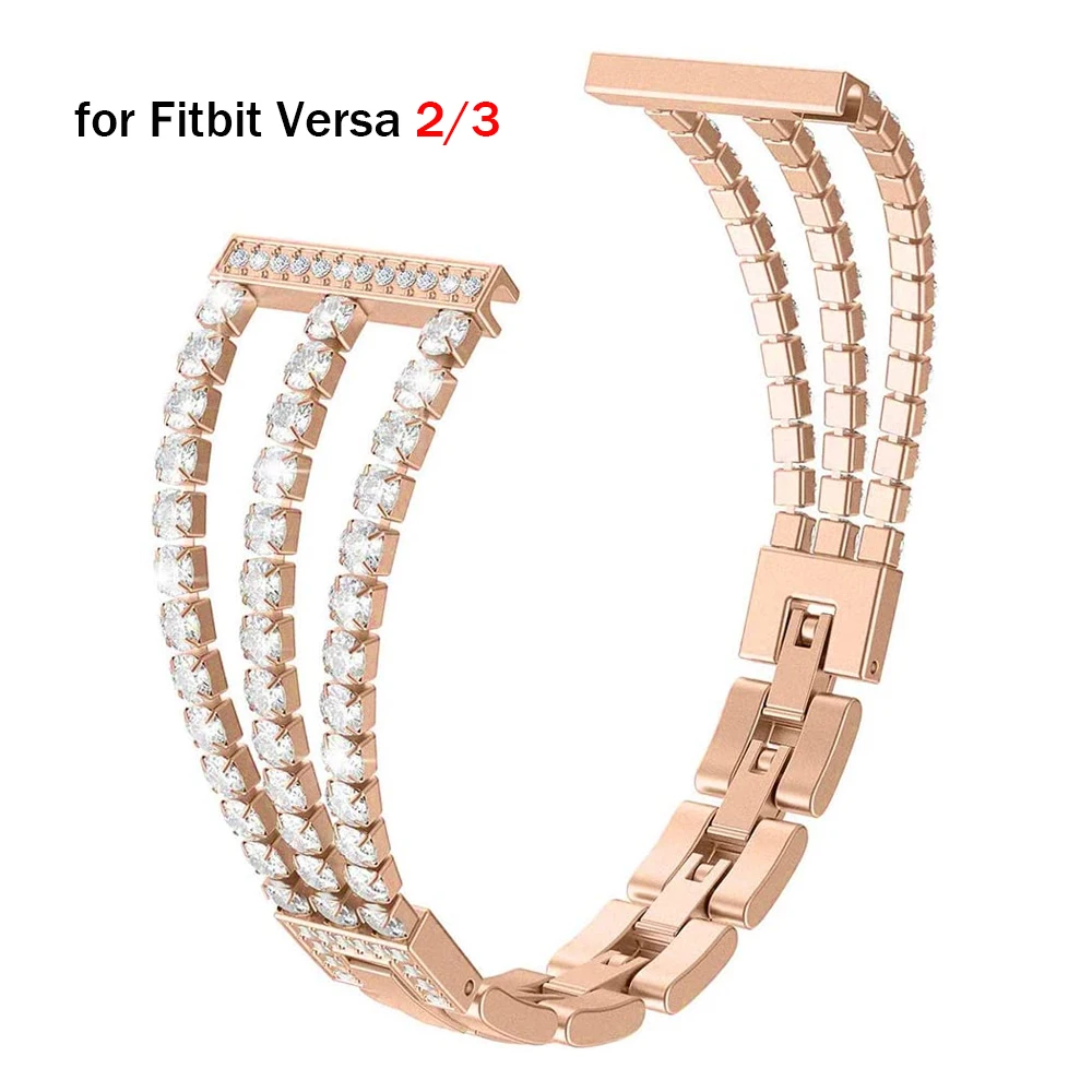 Rose Gold Bracelet for Fitbit Versa 2/ 3/ Lite Band Replacement Woman for Fitbit Sense Wristband Bling Fitbit Sense Luxury