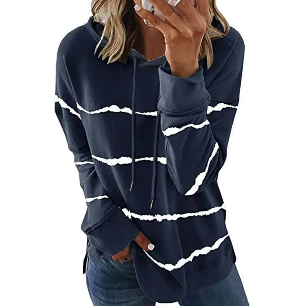 Tops Casual Long Sleeve Pullover Stripe Print Women Oversized Hoodie Sweatshirt for Shopping толстовка