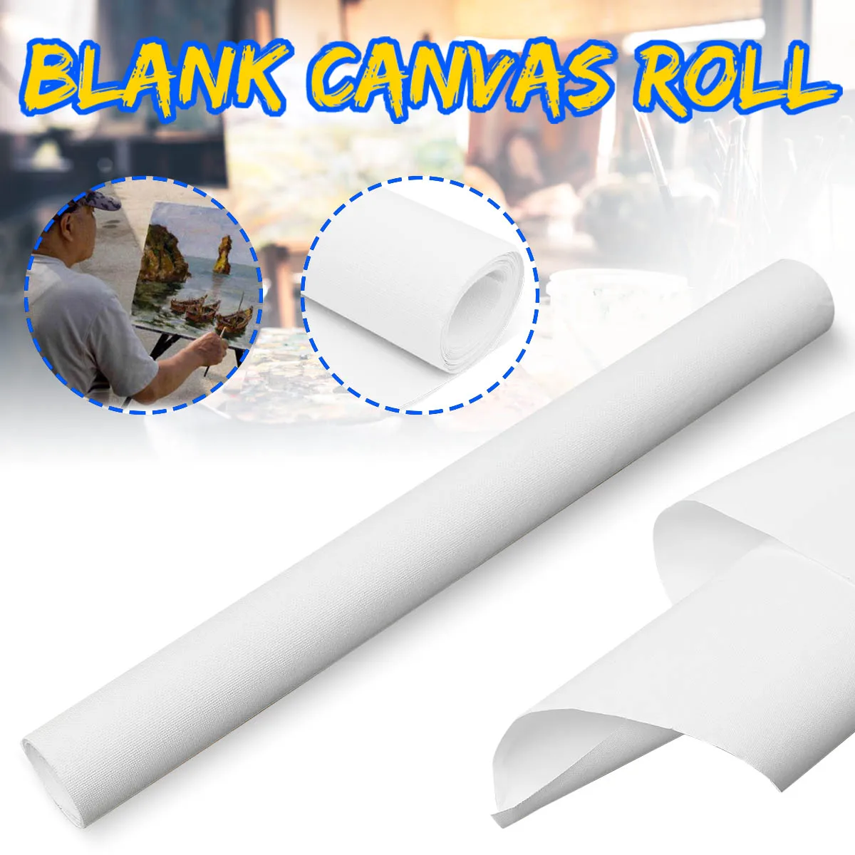 

200x40cm White Blank Canvas Fabric Artist Canvas Roll Cotton Canvas For Watercolors Acrylic Oil Painting Art Painting Supplies