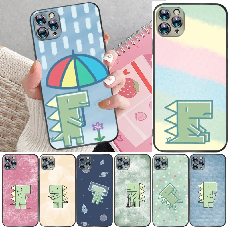 

Cute Couples Dinosaur Funny Flowers Color Painting Phone Case For iPhone 6 6S Plus 7 8 Carcasa Cases Funda