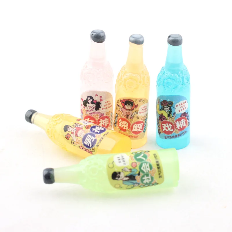 

10Pcs Simulation Cocktail Bottle Flatback Resin Cabochon Embellishments For Scrapbooking Jewelry Diy Craft Dolls Accessories