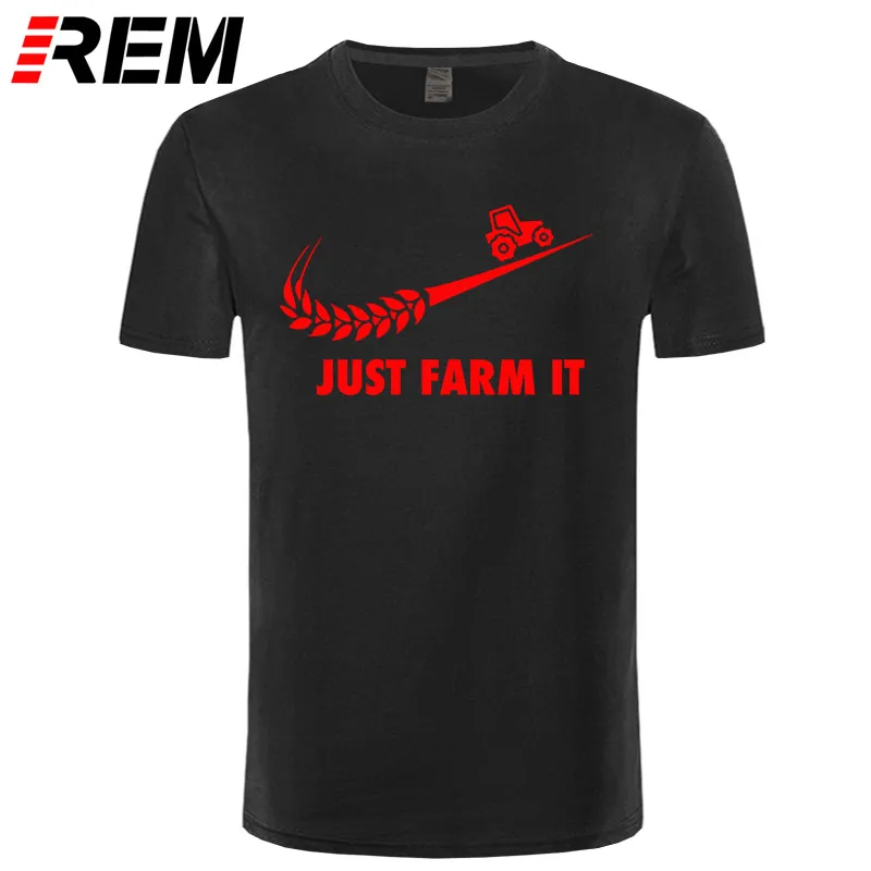 black red Модная футболка Just Farm It, мужские хлопковые фермерские футболки с круглым вырезом и короткими рукавами, Мужская футболка для сельского хозяйства, топы - Цвет: black red