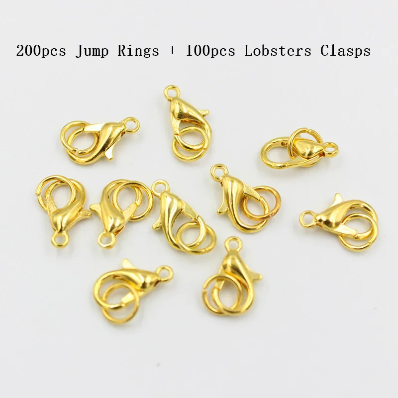 Переходные кольца 5/6/7 мм + 200 шт. 10/12/14 застежки-коннекторы для браслетов ожерелий