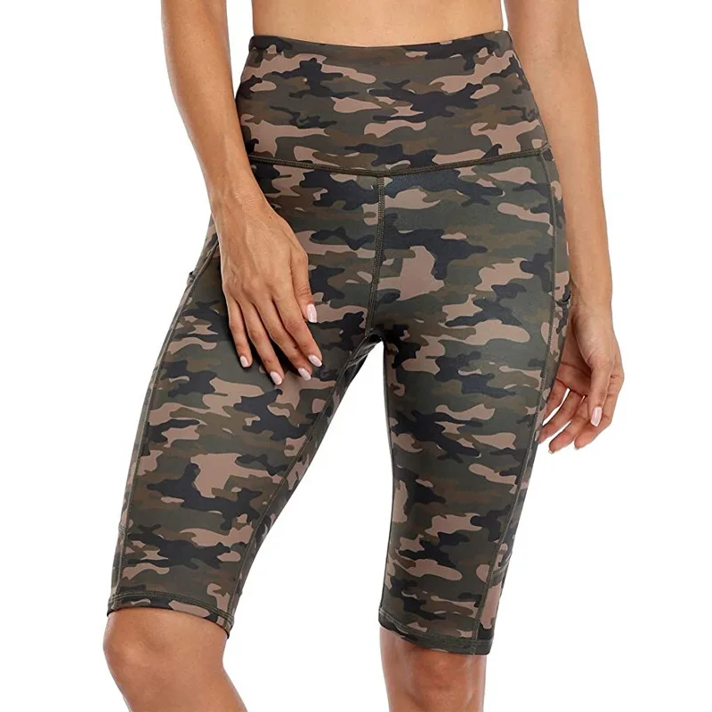 

Camouflage Yoga Shorts Women High Waist Five-Point Pants Sexy Pocket Short Femme Summer Running Cycling Gym Leggings Gymwear New