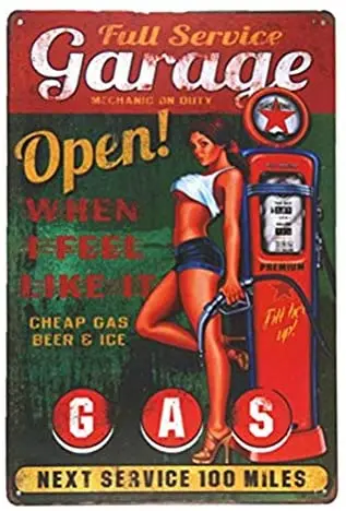

Open Gas Wall Word Art Tray pin up Coffee for Wall Retro Metal Tin Sign Plaque Poster Wall Decor Chic Gift Suitable 12x8 Inch