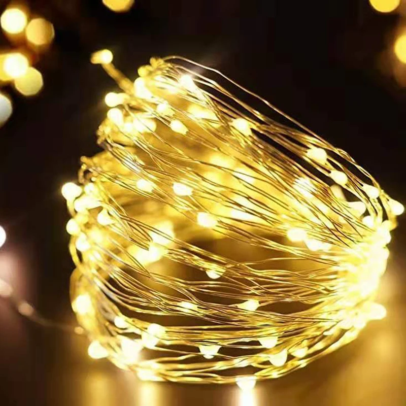 3M 5M 10M Led String Lights Battery Operated Sliver Wire Fairy garland Light Christmas Outdoor Chain Wedding Patry Decor |