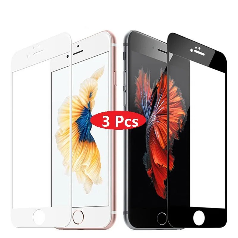 Закаленное стекло с полным покрытием для iPhone 6 6s 7 8 Plus SE 2020, защитные пленки для экрана, 3 шт.