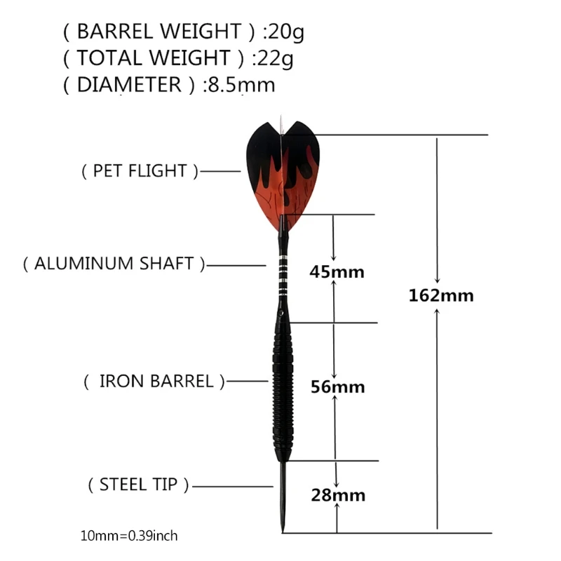 

12Pcs Steel Tip Darts 22 Grams Aluminum Shafts Standard Flights,Iron Barrel