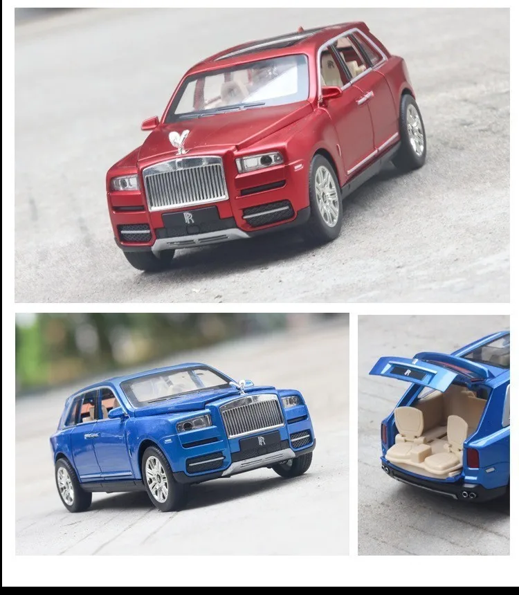 1:24 Rolls Royce Cullinan, модель автомобиля из сплава, большой размер, имитация внедорожника, металлическая модель автомобиля, светильник со звуком, вытяжка, 6 дверей