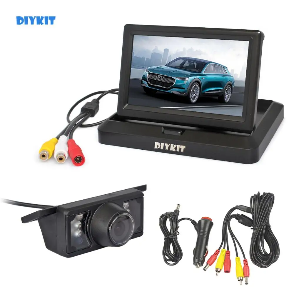 

DIYKIT Wired 5inch 800 x 480 Foldabel Car Monitor IR Night Vision Backup Reverse Camera Car Rear View Camera