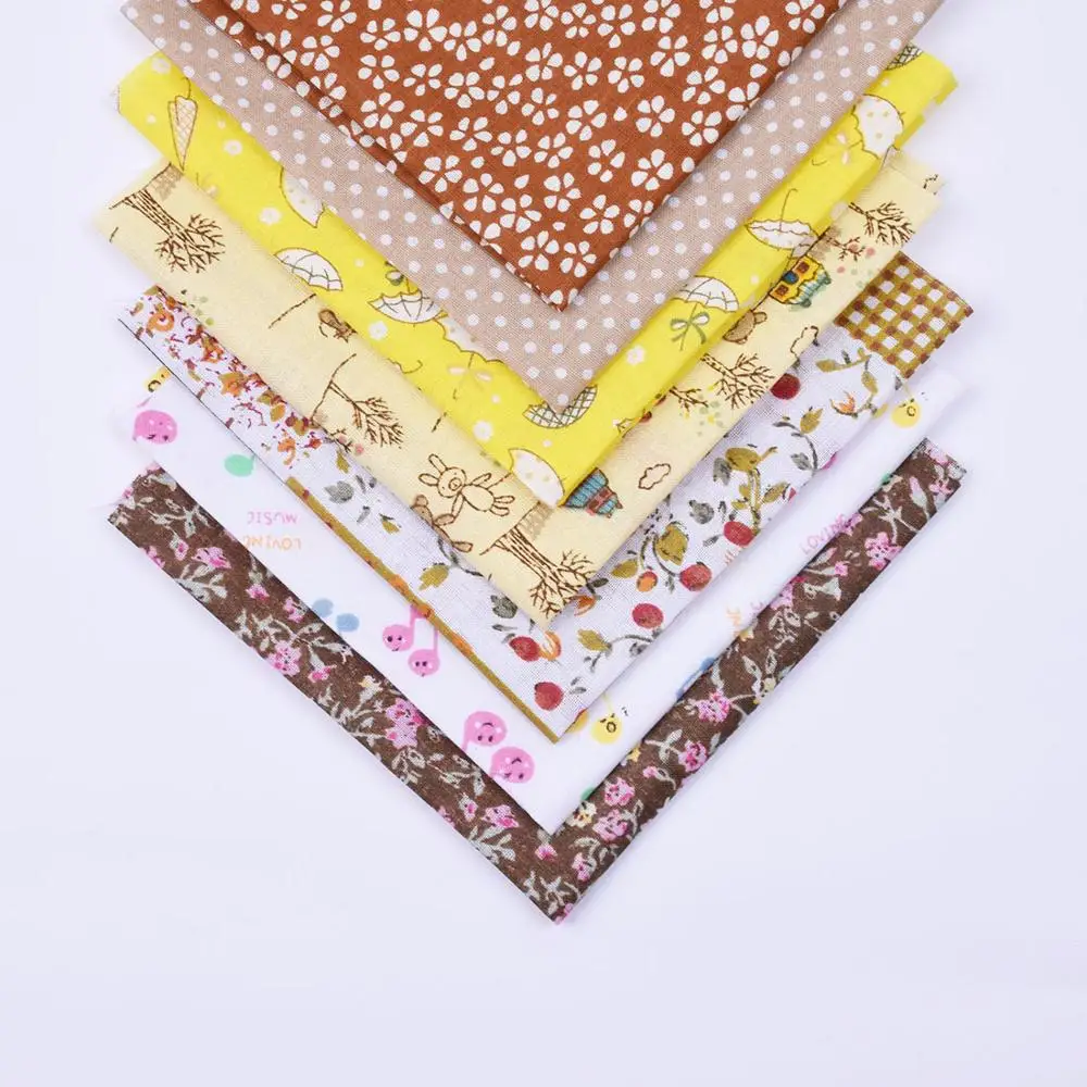 DIY 7 шт./лот 25x25 см желтый кофе мульти Pattern100 % хлопок Pur-cut Лоскутная Ткань Набор для
