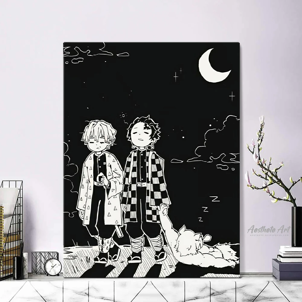

Картина на холсте Tanjiro Zenitsu Inosuke Kimetsu No Yaiba аниме, настенные художественные плакаты, декор для гостиной