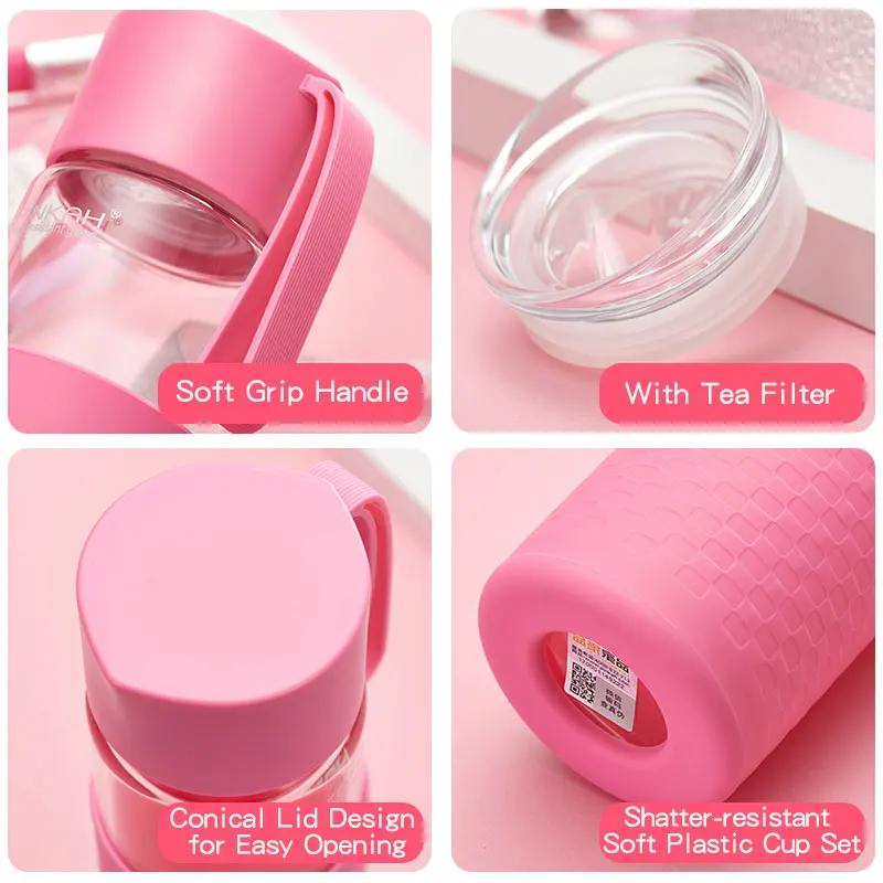 Стеклянная бутылка для воды Pinkah без бисфенола Высокая боросиликатная стеклянная