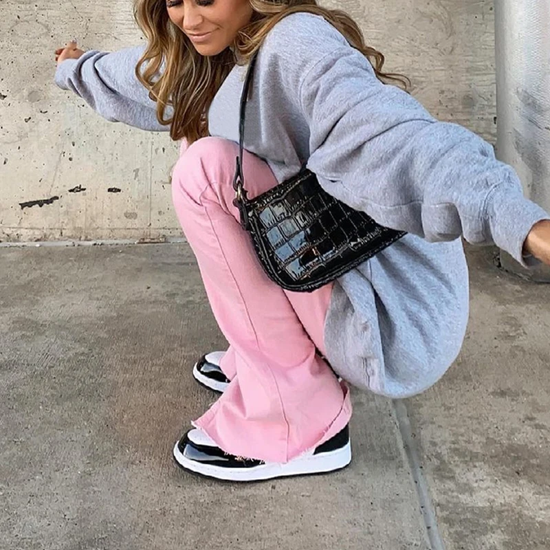 

Pink Skinny Split Flare Jeans Women Korean Fashion Streetwear Y2K High Waist Denim Trousers Mom Casual Leggings Summer Iamhotty
