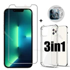 Прозрачный стеклянный чехол для iPhone 13 12 mini 11 Pro Max, силиконовый чехол из ТПУ, Защитное стекло для iPhone 13 mini 13 Pro Max, задняя крышка