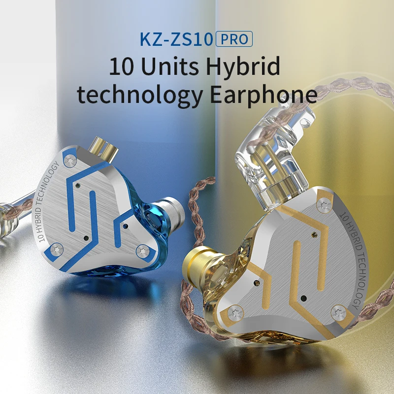 

ZS10 Pro Metal Headset 4BA+1DD Hybrid Units Bass Earbuds In Ear Monitor Earphones Noise Cancelling Earphone AS16