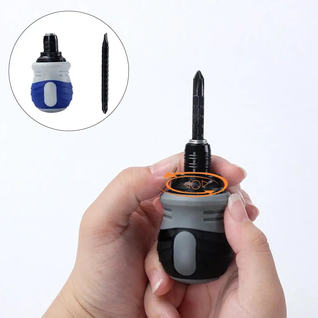 

Compact Ratcheting Screwdriver Set Phillips Slotted Driver High Torque Nut Driver Adjustable Precision PH2# Bits Hand Tools