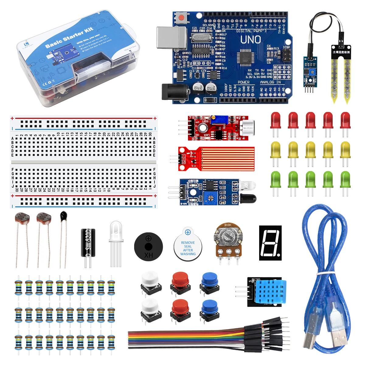 

LAFVIN Basic Starter Kit for Arduino Uno R3 DIY Kit - UNO R3 Board / Breadboard + Retail Box