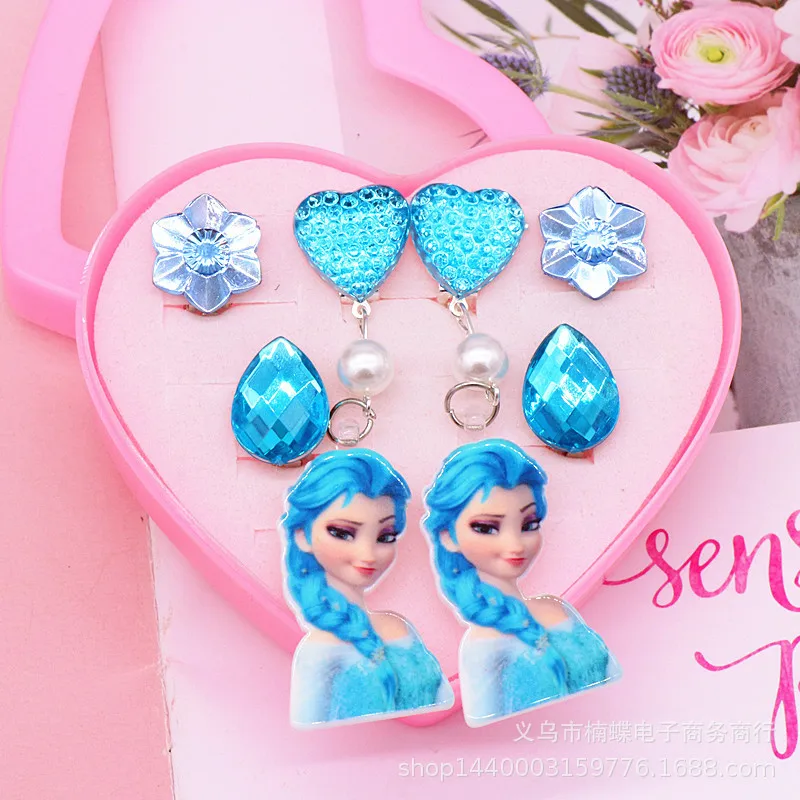 6 шт. Disney с изображением Эльзы из мультфильма Холодное сердце Детские клип серьги