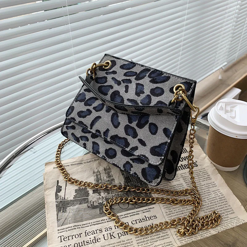 

2021 New Arrivals Women Shoulder Bag For Female PU Leather Leopard Print Zebra Pattern Design Fashion Cover Type Metal Chain Bag