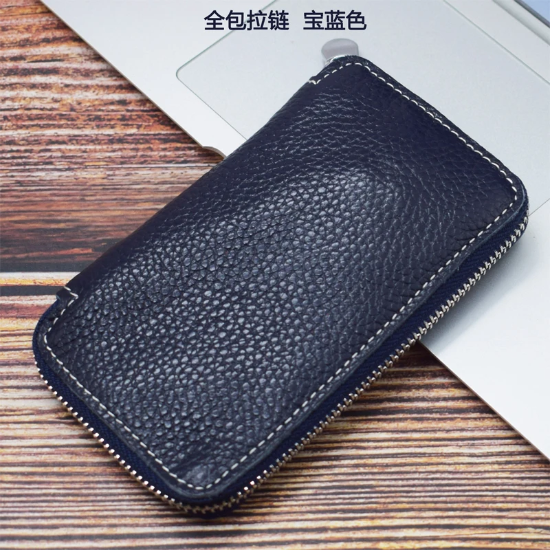 Genuine Leather Key Wallet Men Keychain Holder Pouch Purse Zipper Designer Car Key Case Multifunction Door Keys Housekeeper Bag