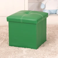 storage ottoman practical footrest stool square space saving solid furniture pu leather living room foldable home office