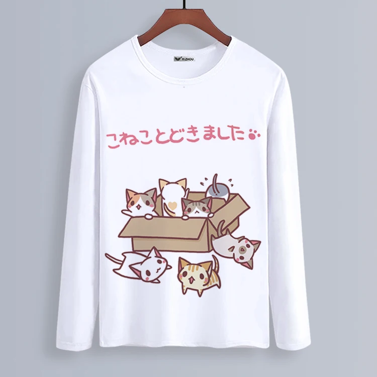 Футболка Neko Atsume для косплея футболка с принтом мультяшного кота весенне-осенняя