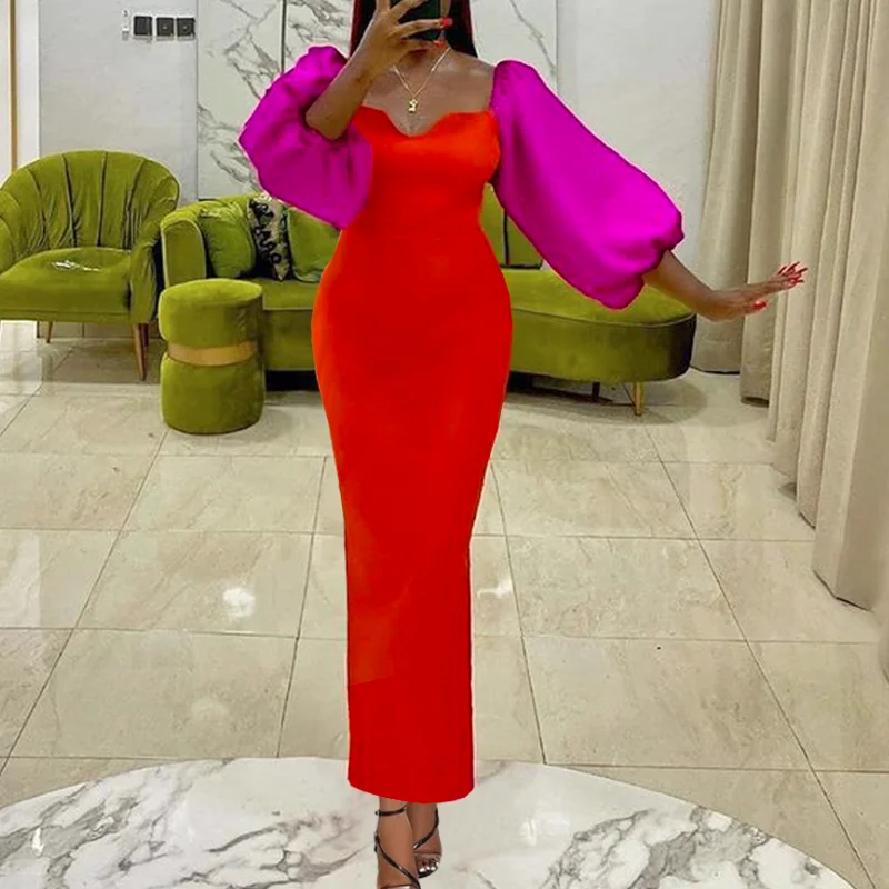 

Женская одежда, платья для женщин, летнее платье, женское белое платье с открытыми плечами и длинным рукавом с буфами, атласный корсет, облег...