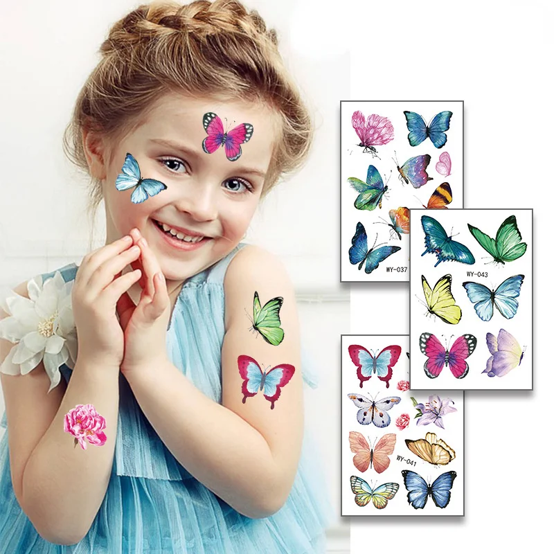 

Cartoon Simple Butterfly Flower Tattoo Stickers for Children Cute Sweet Waterproof Beautiful Temporary Tattoos for Kid Body Art