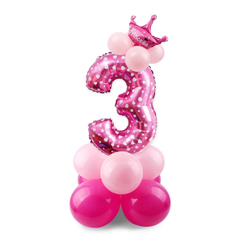 Pink Three Huiran первый 1 день рождения ребенка баннер флаг 1 2 3 лет с днем рождения детский Декор девочка мальчик детский душ Декор-баннер - Цвет: Pink Three