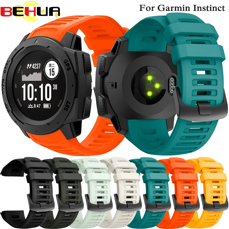 

22mm Silicone Strap Quick Release Replacement Watch Band for Garmin Instinct Smart Watch Bracelet with black buckle Wristband