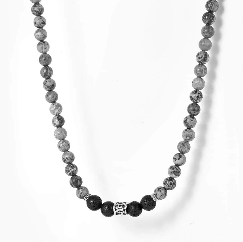 Новинка 2019 мужское колье чокер с искусственной картой каменной лавовой бусиной