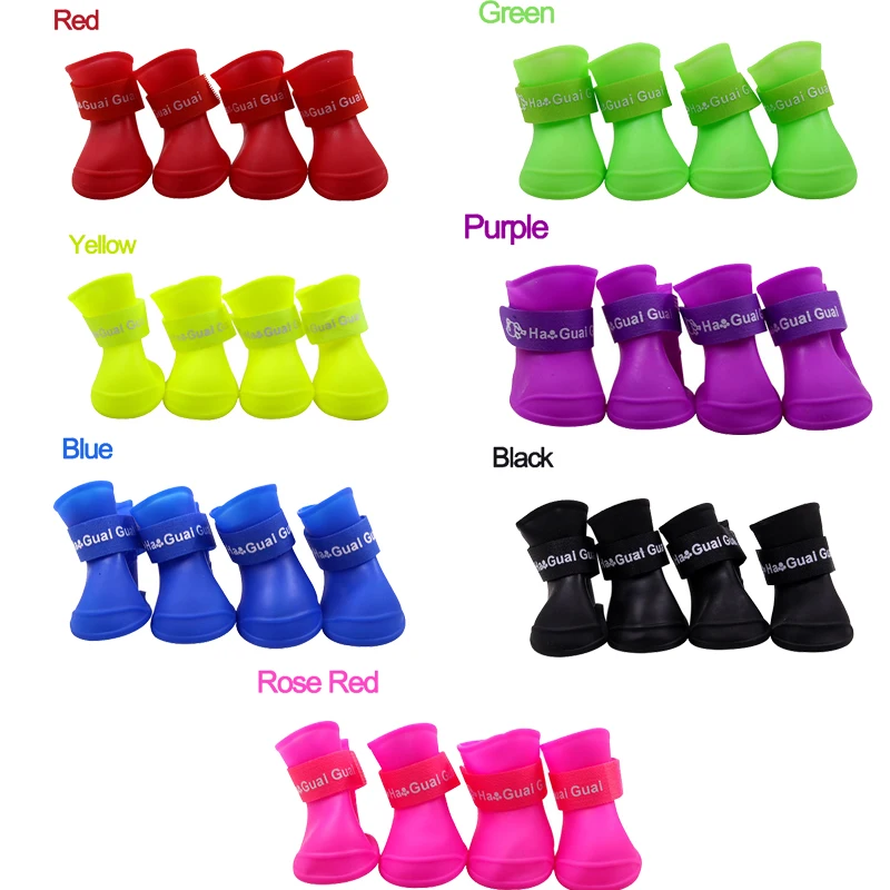 

Pet dog rain boots non-slip and waterproof pet dog cat rain boots 7-color rubber boots for four seasons ZD