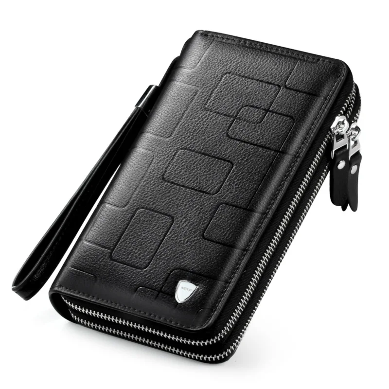 

Leather Phone Bag Multiple Card Slots Youth Wallet Card Holder Wallet Long First Layer Cowhide Men's Zipper Wallet Wallet Men
