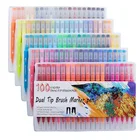 Акварельная ручка-маркер с двумя наконечниками, Fineliner, художественная кисть, ручка для рисования, рисования, раскрашивания, принадлежности для школы и канцтовары