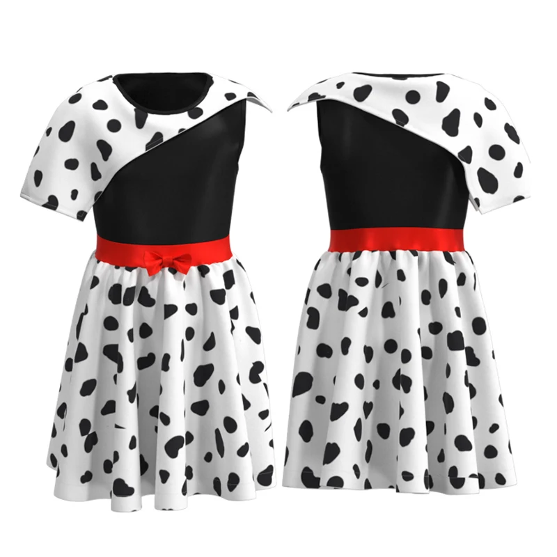 

Детский костюм для косплея Cruella De Vil, платье Deville, наряд для девочек, Детский костюм на Хэллоуин, карнавал, день рождения