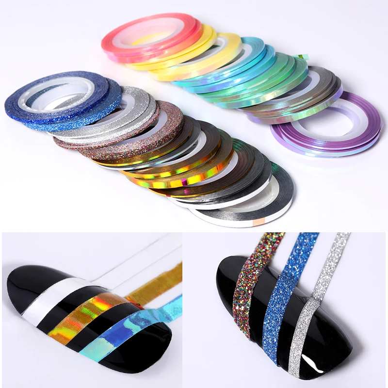 

1/2/3mm Matte Glitter Rainbow Nail Striping Tape Line Art Stickers Decal 3D Nail Decoration Colorful Styling DIY Tools