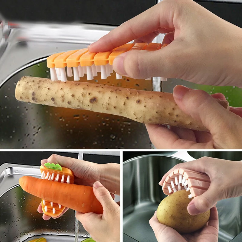 

Kitchen Cleaning Brushes Carrot Shaped Plastic Handheld for Fruit Vegetable Home Kitchen Hanging Cleaning Tools Kitchen Gadgets