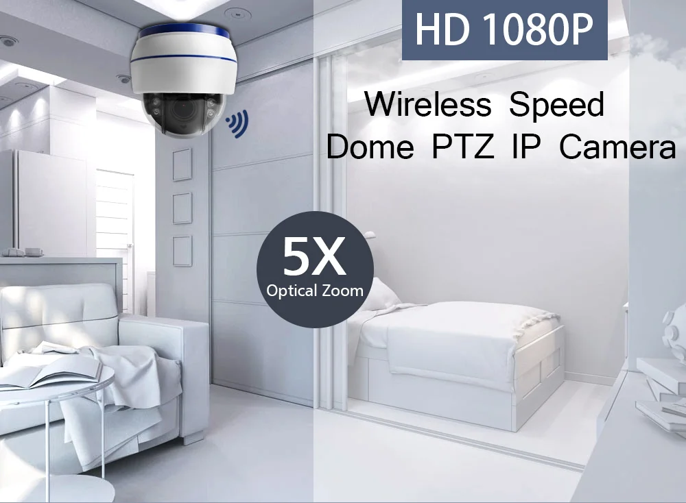HD 1080P Беспроводная PTZ IP камера Wifi CCTV скоростная купольная камера Onvif 5X оптический зум внутренняя аудио sd-карта IR 20m P2P CamHi
