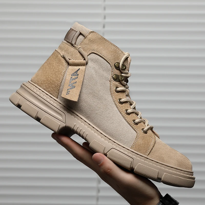 

New High Quality Casual Boots Men Mid-Top Suede Leather Boots Men Anti-Slip Ankle Boot Men Young Boy Leisure Walk Outdoor Boots