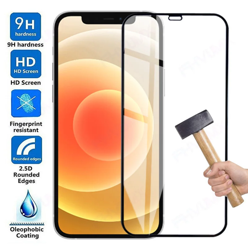 

9D Full Protection Glass For Apple iPhone 12 mini 11 Pro Max X XS XR Screen Protector Film For iphone 7 8 6 6S Plus 5S SE Glass
